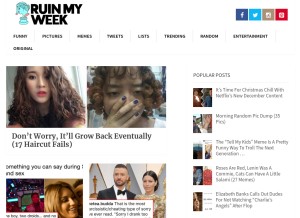 How ruinmyweek.com looks like on a tablet such as an iPad.