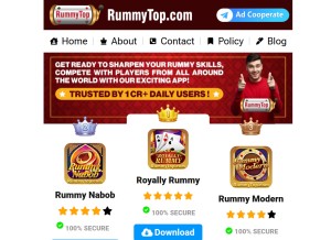 How rummytop.com looks like on a tablet such as an iPad.