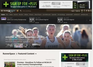 How runnerspace.com looks like on a tablet such as an iPad.