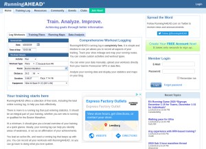 How runningahead.com looks like on a tablet such as an iPad.