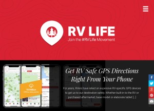 How rvlife.com looks like on a tablet such as an iPad.