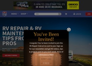 How rvrepairclub.com looks like on a tablet such as an iPad.