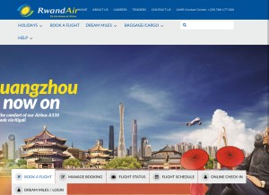 How rwandair.com looks like on a tablet such as an iPad.