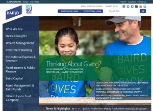 How rwbaird.com looks like on a tablet such as an iPad.