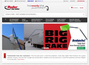 How ryderfleetproducts.com looks like on a tablet such as an iPad.