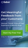 How saberfeedback.com looks like on a mobile device such as an iPhone.