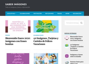 How saberimagenes.com looks like on a tablet such as an iPad.
