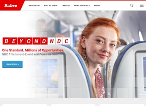 How sabre.com looks like on a tablet such as an iPad.