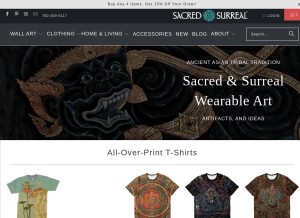 How sacredsurreal.com looks like on a tablet such as an iPad.