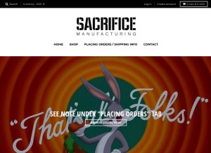 How sacrificemfg.com looks like on a tablet such as an iPad.