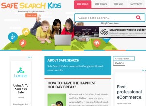 How safesearchkids.com looks like on a tablet such as an iPad.
