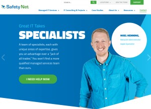 How safetynet-inc.com looks like on a tablet such as an iPad.