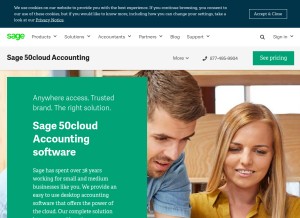 How sage50accounting.com looks like on a tablet such as an iPad.