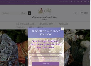 How sagegoddess.com looks like on a tablet such as an iPad.