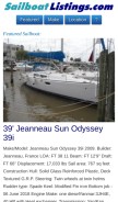 How sailboatlistings.com looks like on a mobile device such as an iPhone.