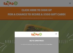 How saladandgo.com looks like on a tablet such as an iPad.