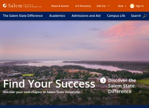 How salemstate.edu looks like on a tablet such as an iPad.