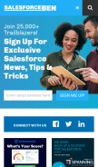 How salesforceben.com looks like on a mobile device such as an iPhone.