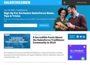 How salesforceben.com looks like on a tablet such as an iPad.