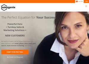 How salesgenie.com looks like on a tablet such as an iPad.