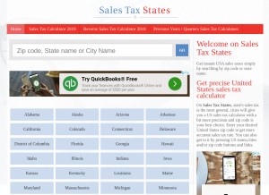 How salestaxstates.com looks like on a tablet such as an iPad.