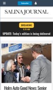 How salina.com looks like on a mobile device such as an iPhone.