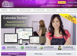 How salonbuilder.com looks like on a tablet such as an iPad.