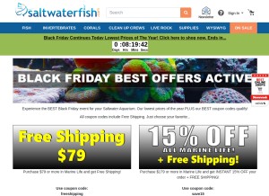 How saltwaterfish.com looks like on a tablet such as an iPad.