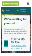 How samaritans.org looks like on a mobile device such as an iPhone.