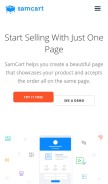How samcart.com looks like on a mobile device such as an iPhone.