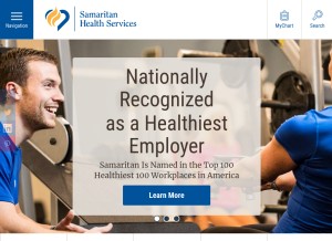 How samhealth.org looks like on a tablet such as an iPad.