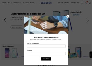 How samsungstore.mx looks like on a tablet such as an iPad.