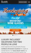 How sandals.com looks like on a mobile device such as an iPhone.