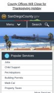 How sandiegocounty.gov looks like on a mobile device such as an iPhone.