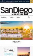 How sandiegomagazine.com looks like on a mobile device such as an iPhone.