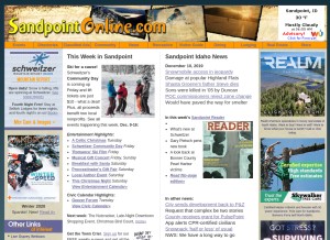 How sandpointonline.com looks like on a tablet such as an iPad.