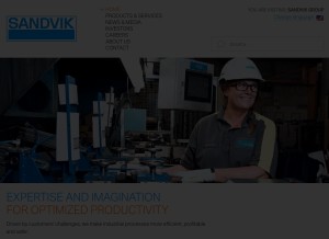 How sandvik.com looks like on a tablet such as an iPad.