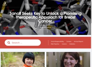 How sanofi-synthelabo.com looks like on a tablet such as an iPad.