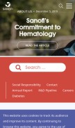 How sanofi.com looks like on a mobile device such as an iPhone.