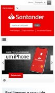 How santander.pt looks like on a mobile device such as an iPhone.
