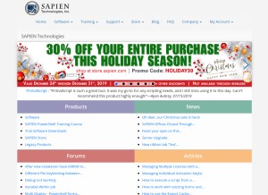 How sapien.com looks like on a tablet such as an iPad.