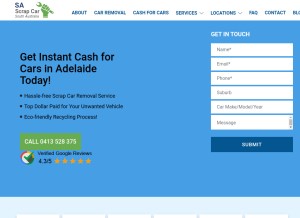 How sascrapcar.com.au looks like on a tablet such as an iPad.