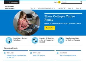 How sat.org looks like on a tablet such as an iPad.