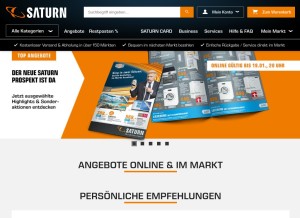 How saturn.de looks like on a tablet such as an iPad.
