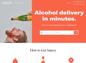 How saucey.com looks like on a tablet such as an iPad.