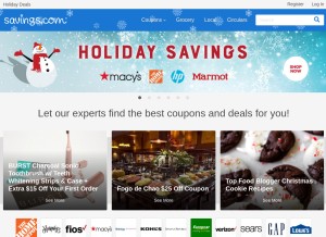 How savings.com looks like on a tablet such as an iPad.