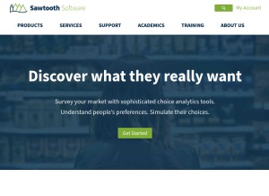 How sawtoothsoftware.com looks like on a tablet such as an iPad.