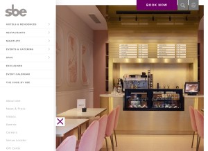 How sbe.com looks like on a tablet such as an iPad.