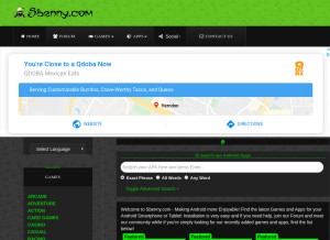 How sbenny.com looks like on a tablet such as an iPad.