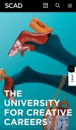 How scad.edu looks like on a mobile device such as an iPhone.